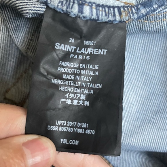 SAINT LAURENT High Rise Skinny Tight Slim Faded Flower Print Jeans Size‎ 24 - Picture 8 of 9